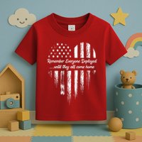 Red Friday Remember Everyone Deployed American Flag Heart Toddler T-Shirt