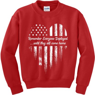 Red Friday Remember Everyone Deployed American Flag Heart Kids Sweatshirt
