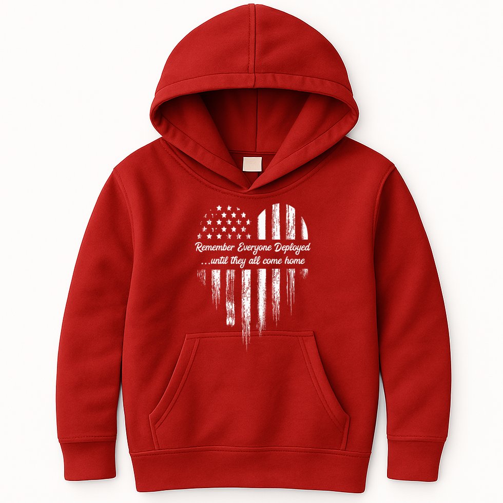 Red Friday Remember Everyone Deployed American Flag Heart Kids Hoodie