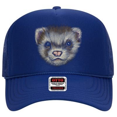 Realistic Ferret High Crown Mesh Back Trucker Hat