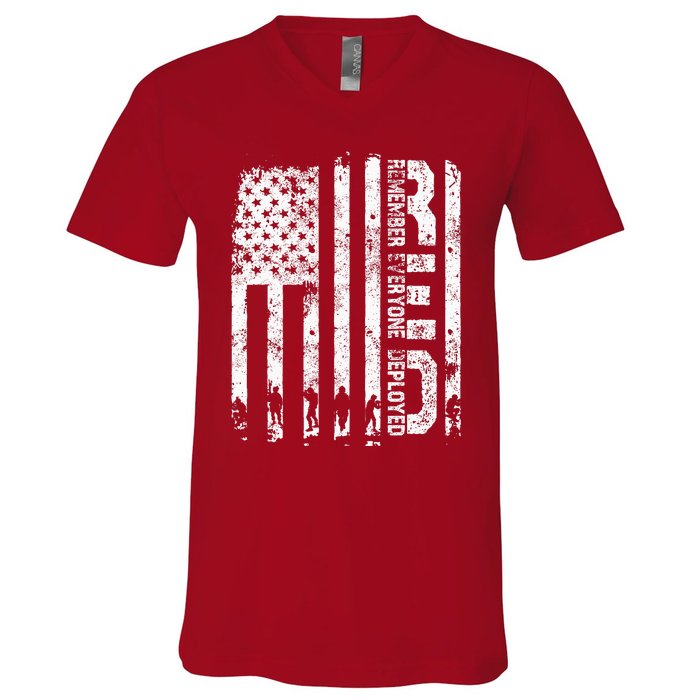 Red Friday Remember Everyone Deployed Military Wear RED V-Neck T-Shirt