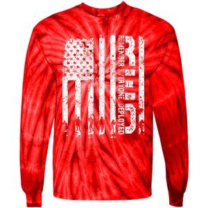 Red Friday Remember Everyone Deployed Military Wear RED Tie-Dye Long Sleeve Shirt