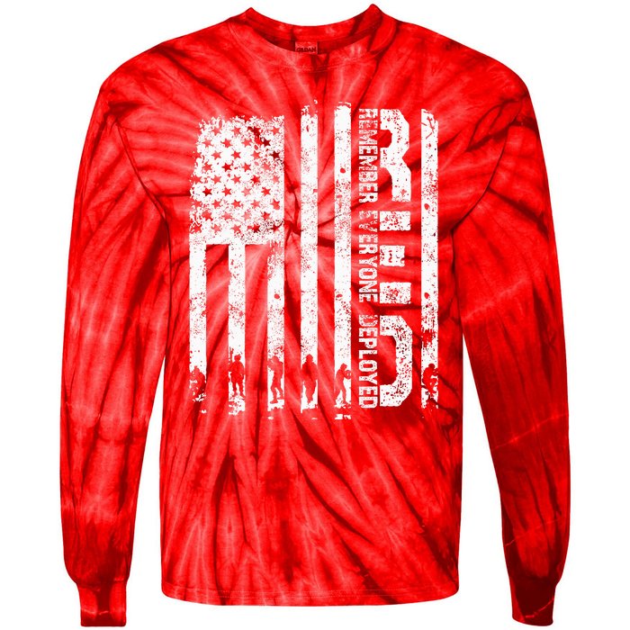 Red Friday Remember Everyone Deployed Military Wear RED Tie-Dye Long Sleeve Shirt