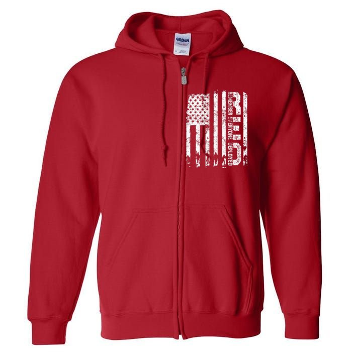 Red Friday Remember Everyone Deployed Military Wear RED Full Zip Hoodie