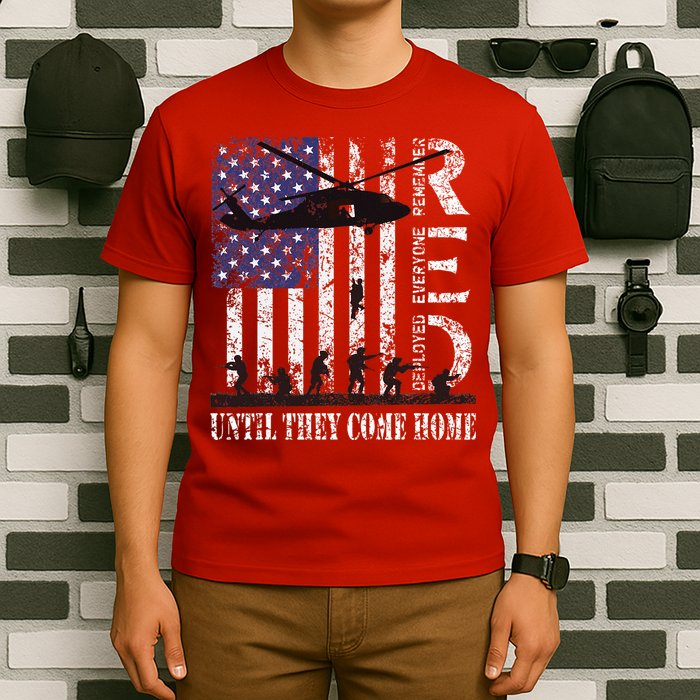 RED Friday Remember Everyone Deployed US Flag Army Vintage T-Shirt