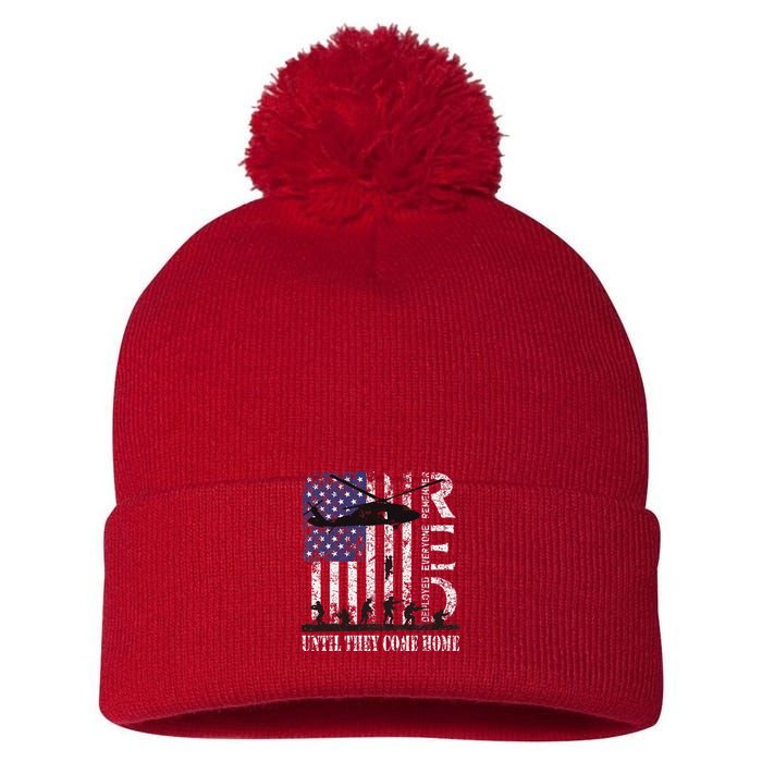 RED Friday Remember Everyone Deployed US Flag Army Vintage Pom Pom 12in Knit Beanie