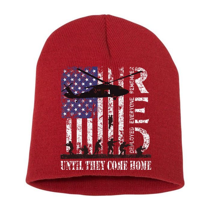 RED Friday Remember Everyone Deployed US Flag Army Vintage Short Acrylic Beanie