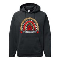 Red For Red Ribbon Week Awareness Rainbow Performance Fleece Hoodie