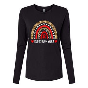 Red For Red Ribbon Week Awareness Rainbow Womens Cotton Relaxed Long Sleeve T-Shirt