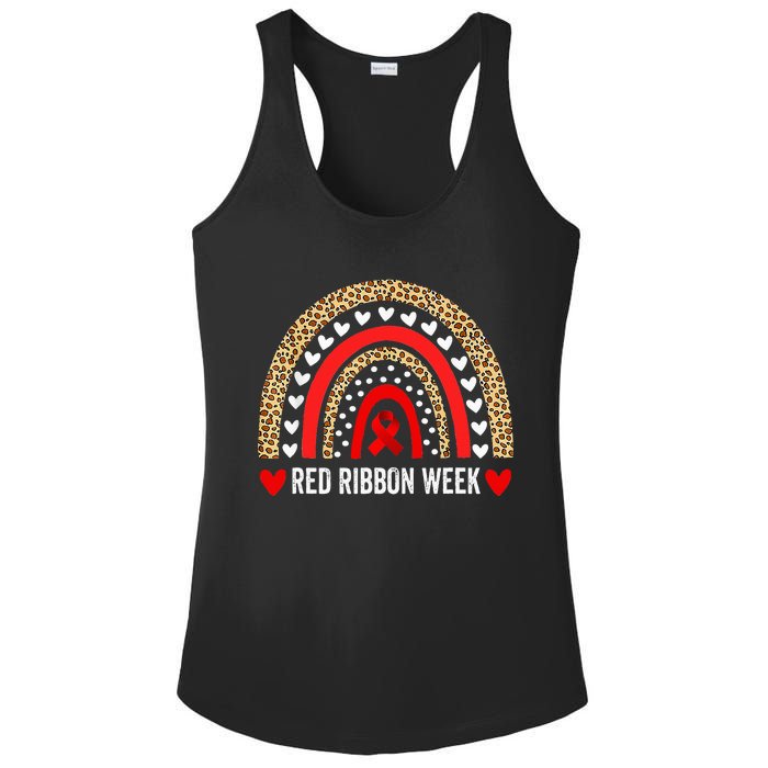 Red For Red Ribbon Week Awareness Rainbow Ladies PosiCharge Competitor Racerback Tank