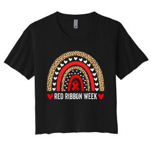 Red For Red Ribbon Week Awareness Rainbow Women's Crop Top Tee