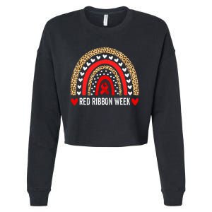 Red For Red Ribbon Week Awareness Rainbow Cropped Pullover Crew