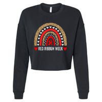 Red For Red Ribbon Week Awareness Rainbow Cropped Pullover Crew