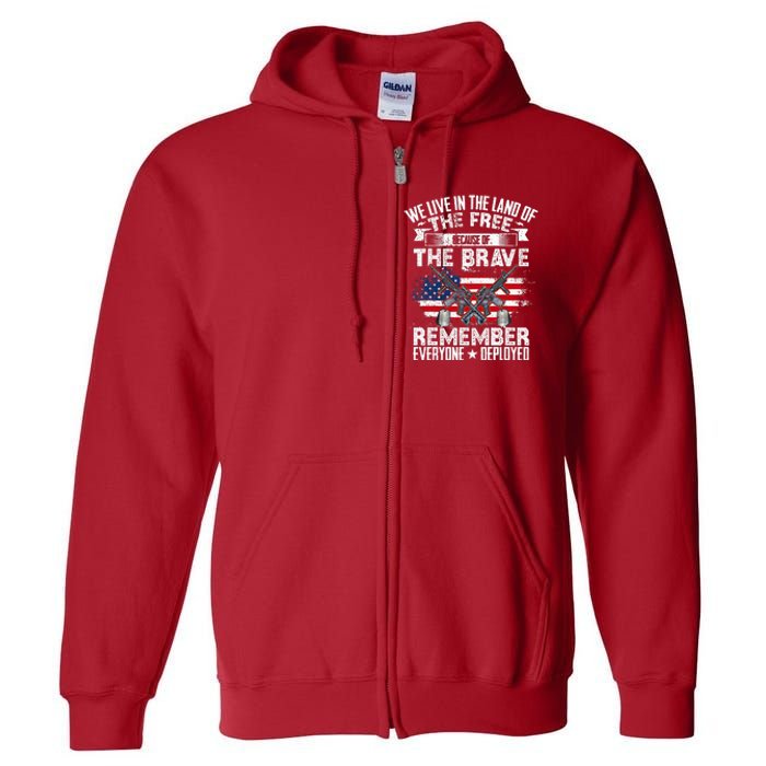 Red Friday Remember Everyone Deployed USA Flag Military Full Zip Hoodie