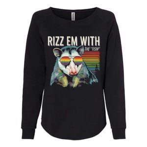 Retro Funny Raccoon With Sunglasses Rizz Em With The Tism Womens California Wash Sweatshirt