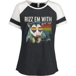 Retro Funny Raccoon With Sunglasses Rizz Em With The Tism Enza Ladies Jersey Colorblock Tee