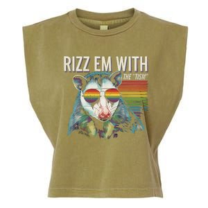 Retro Funny Raccoon With Sunglasses Rizz Em With The Tism Garment-Dyed Women's Muscle Tee