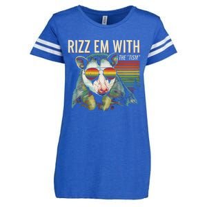 Retro Funny Raccoon With Sunglasses Rizz Em With The Tism Enza Ladies Jersey Football T-Shirt