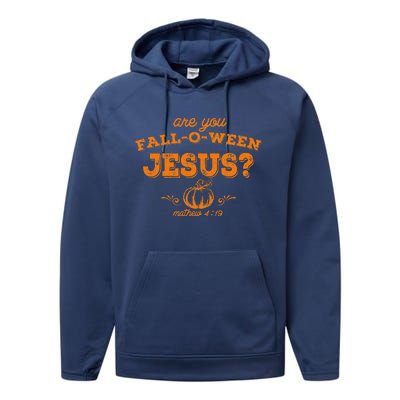 Retro Fall Religious Bible Matthew Are You Falloween Jesus Performance Fleece Hoodie