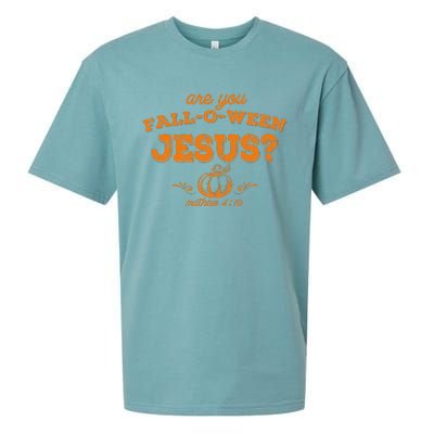 Retro Fall Religious Bible Matthew Are You Falloween Jesus Sueded Cloud Jersey T-Shirt