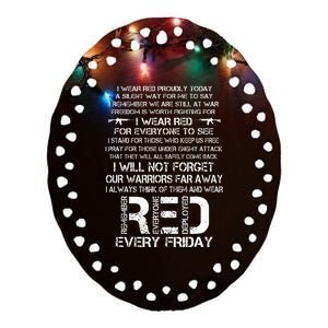 Red Friday Remember The Deployed Military Troops Poem Ceramic Oval Ornament