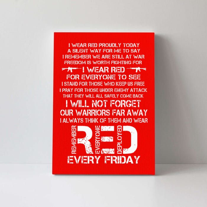 Red Friday Remember The Deployed Military Troops Poem Canvas