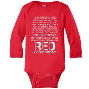 Red Friday Remember The Deployed Military Troops Poem Baby Long Sleeve Bodysuit