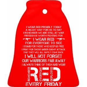 Red Friday Remember The Deployed Military Troops Poem Ceramic Bell Ornament