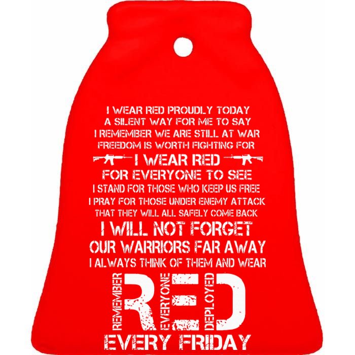 Red Friday Remember The Deployed Military Troops Poem Ceramic Bell Ornament