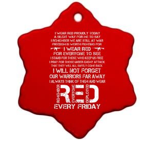 Red Friday Remember The Deployed Military Troops Poem Ceramic Star Ornament