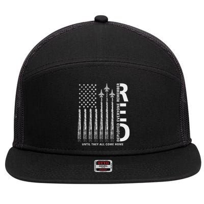 Red Friday Remember Everyone Deployed Military American Flag 7 Panel Mesh Trucker Snapback Hat