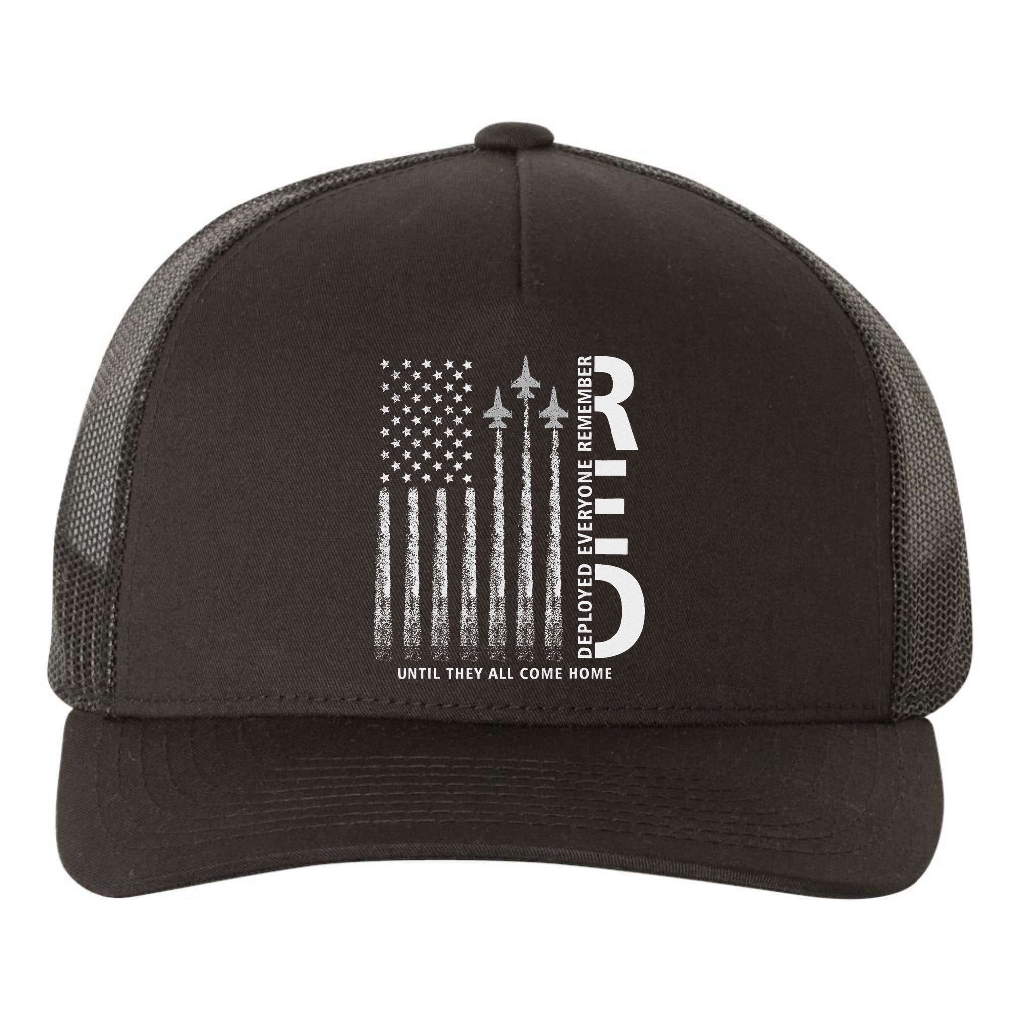 Red Friday Remember Everyone Deployed Military American Flag Yupoong Adult 5-Panel Trucker Hat