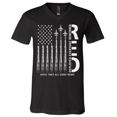Red Friday Remember Everyone Deployed Military American Flag V-Neck T-Shirt