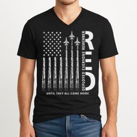 Red Friday Remember Everyone Deployed Military American Flag V-Neck T-Shirt