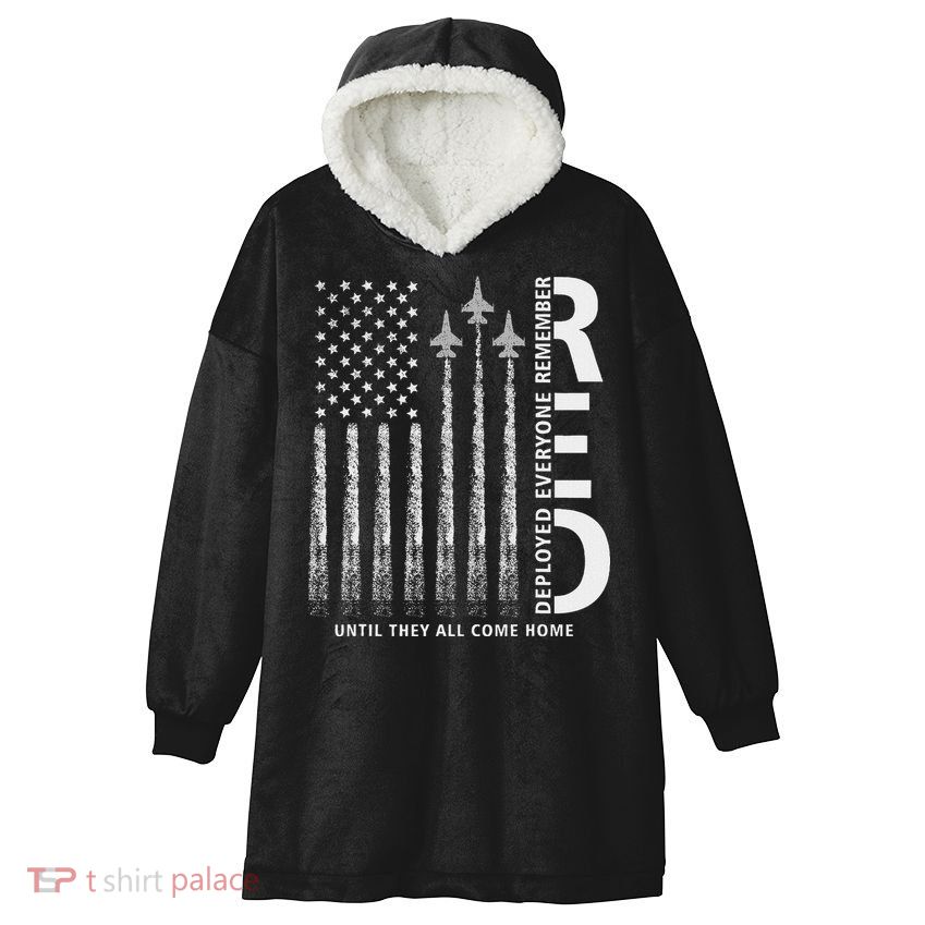 Red Friday Remember Everyone Deployed Military American Flag Hooded Wearable Blanket