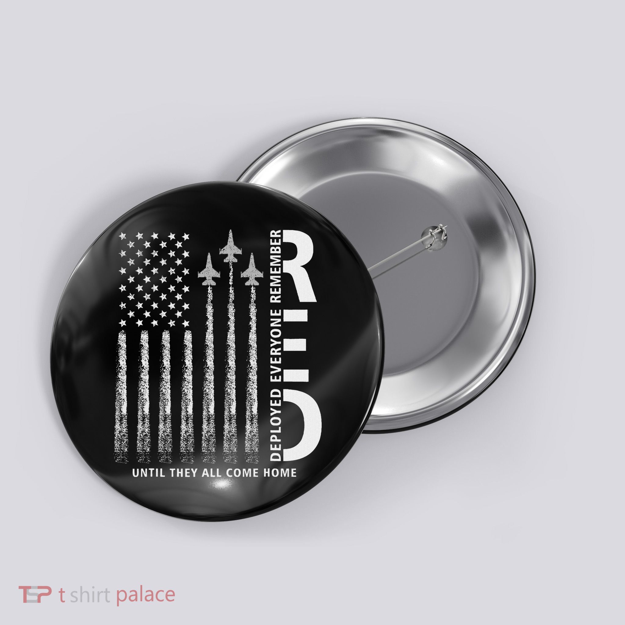 Red Friday Remember Everyone Deployed Military American Flag Button