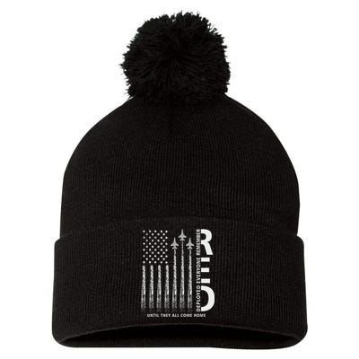 Red Friday Remember Everyone Deployed Military American Flag Pom Pom 12in Knit Beanie