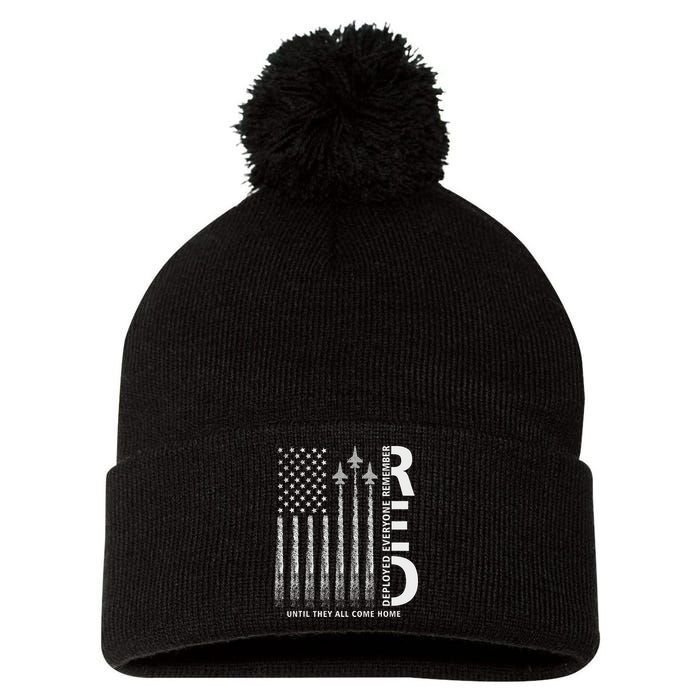 Red Friday Remember Everyone Deployed Military American Flag Pom Pom 12in Knit Beanie