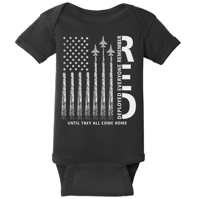 Red Friday Remember Everyone Deployed Military American Flag Baby Bodysuit