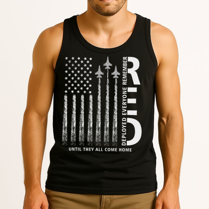 Red Friday Remember Everyone Deployed Military American Flag Tank Top