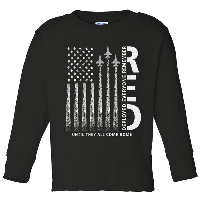 Red Friday Remember Everyone Deployed Military American Flag Toddler Long Sleeve Shirt
