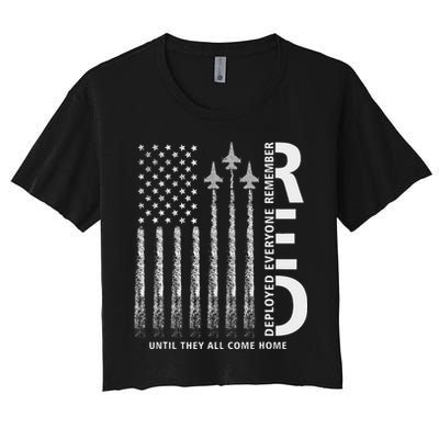 Red Friday Remember Everyone Deployed Military American Flag Crop Top