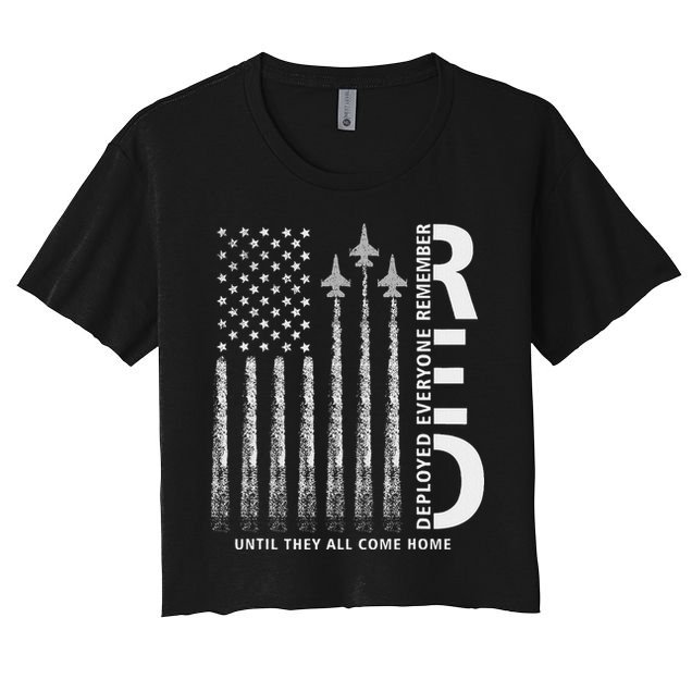 Red Friday Remember Everyone Deployed Military American Flag Crop Top