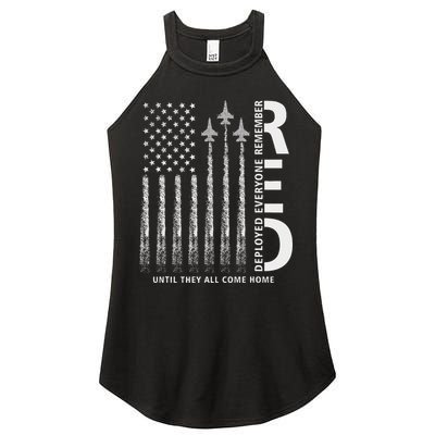 Red Friday Remember Everyone Deployed Military American Flag Women's Perfect Tri Rocker Tank