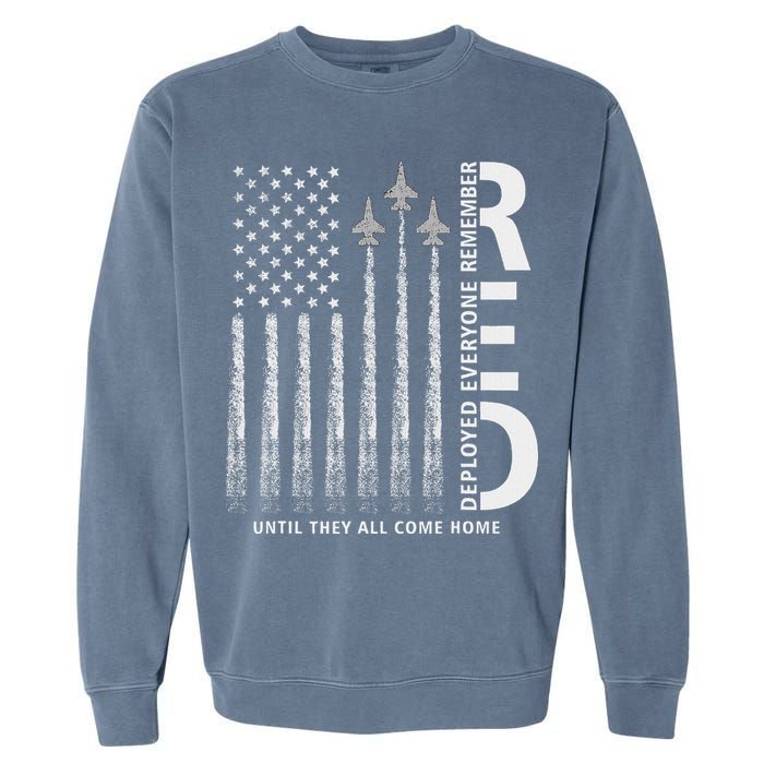 Red Friday Remember Everyone Deployed Military American Flag Garment-Dyed Sweatshirt