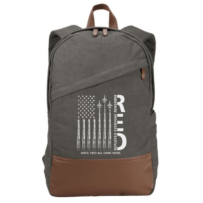 Red Friday Remember Everyone Deployed Military American Flag Cotton Canvas Backpack