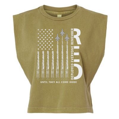 Red Friday Remember Everyone Deployed Military American Flag Garment-Dyed Women's Muscle Tee