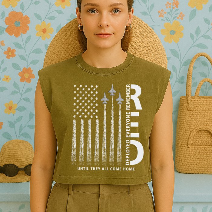 Red Friday Remember Everyone Deployed Military American Flag Garment-Dyed Women's Muscle Tee