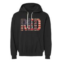Red Fridays Remember Everyone Deployed American Flag Garment-Dyed Fleece Hoodie
