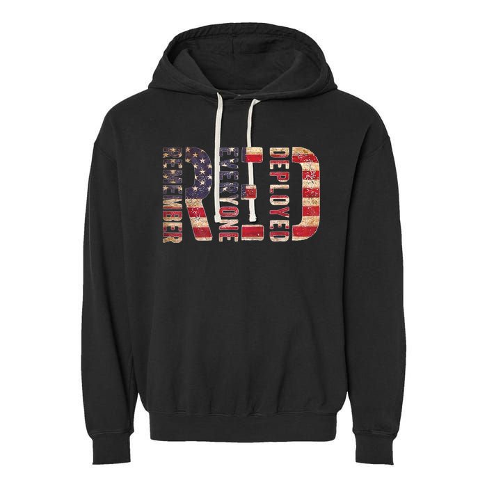 Red Fridays Remember Everyone Deployed American Flag Garment-Dyed Fleece Hoodie